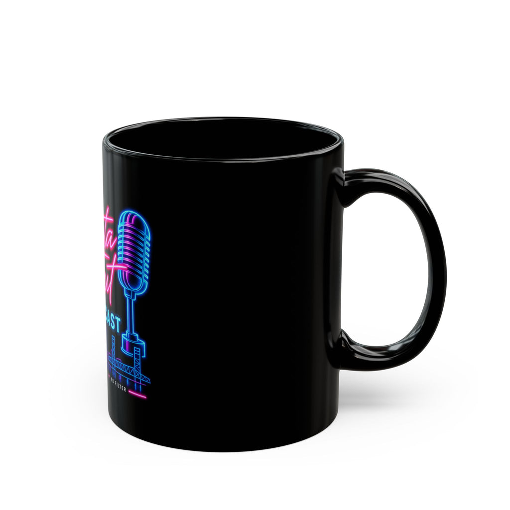 Quata Uncut Podcast™ Neon Logo Mug — Black 11 oz